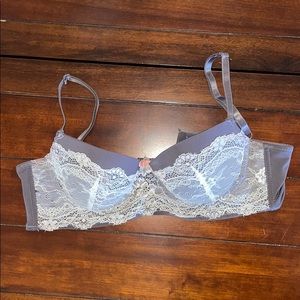 Grey satin and lace push up bra size 34B